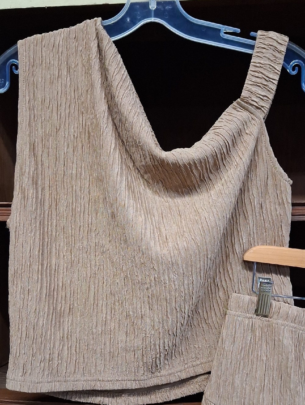 Women's One Shoulder Asymmetrical Tank Top and Layered Ruffle A Line Mini Skirt - Picture 3 of 4